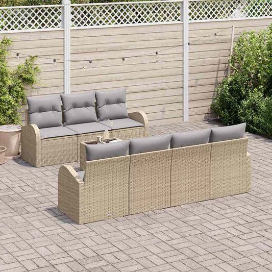 Garten-Sofa-Set mit Kissen 8 pcs Beige, Grau 55 x 55 x 37 cm