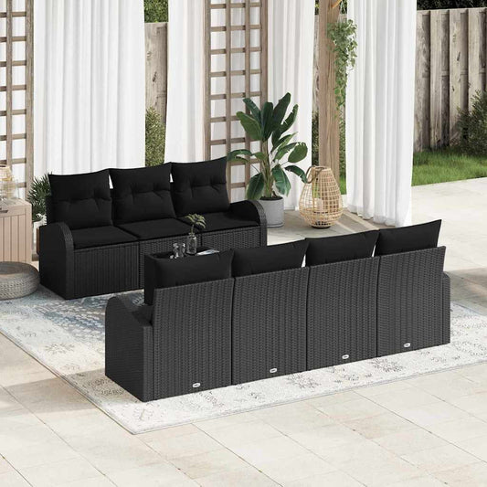 Garten-Sofa-Set mit Kissen 8 pcs Schwarz 55 x 55 x 37 cm