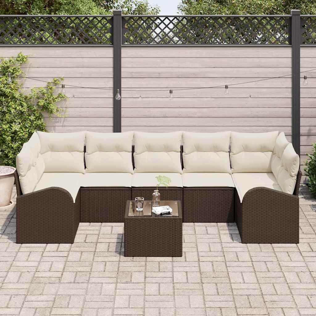 Garten-Sofa-Set mit Kissen 8 pcs Braun, Creme 55 x 55 x 37 cm