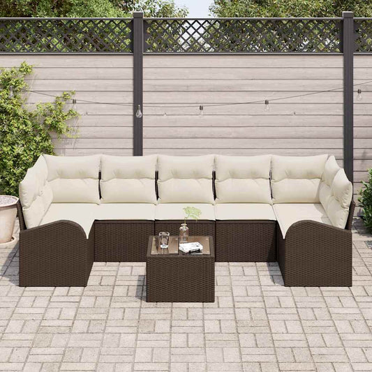 Garten-Sofa-Set mit Kissen 8 pcs Braun, Creme 55 x 55 x 37 cm