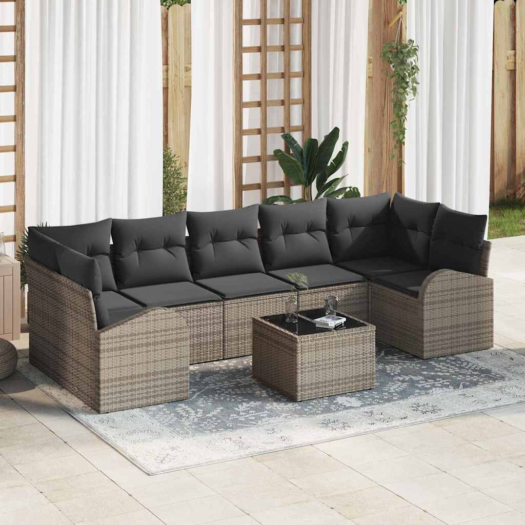 Garten-Sofa-Set mit Kissen 8 pcs Grau 55 x 55 x 37 cm