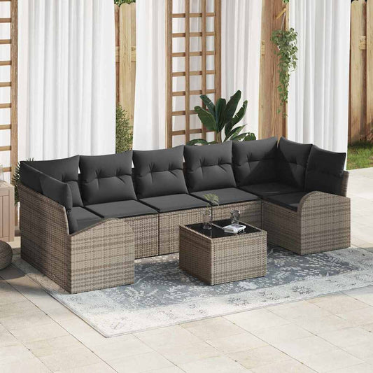 Garten-Sofa-Set mit Kissen 8 pcs Grau 55 x 55 x 37 cm