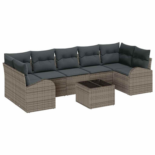 Garten-Sofa-Set mit Kissen 8 pcs Grau 55 x 55 x 37 cm