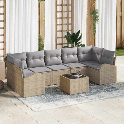 Garten-Sofa-Set mit Kissen 8 pcs Beige, Grau 55 x 55 x 37 cm