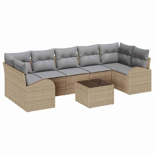 Garten-Sofa-Set mit Kissen 8 pcs Beige, Grau 55 x 55 x 37 cm