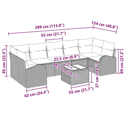 Garten-Sofa-Set mit Kissen 8 pcs Beige, Grau 55 x 55 x 37 cm
