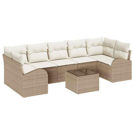 Garten-Sofa-Set mit Kissen 8 pcs Beige, Creme 55 x 55 x 37 cm