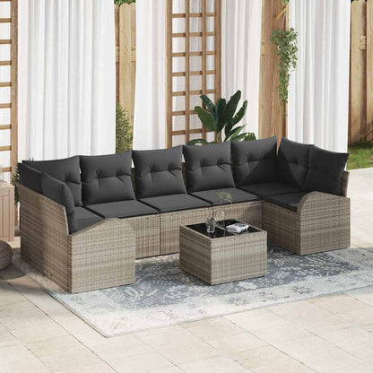 Garten-Sofa-Set mit Kissen 8 pcs Hellgrau 55 x 55 x 37 cm
