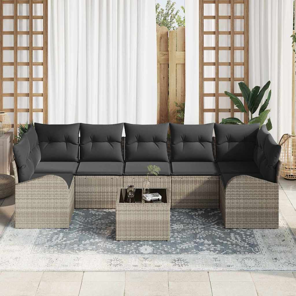 Garten-Sofa-Set mit Kissen 8 pcs Hellgrau 55 x 55 x 37 cm
