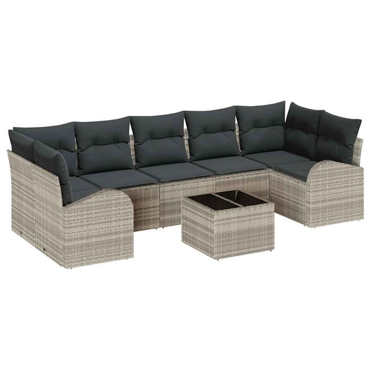 Garten-Sofa-Set mit Kissen 8 pcs Hellgrau 55 x 55 x 37 cm