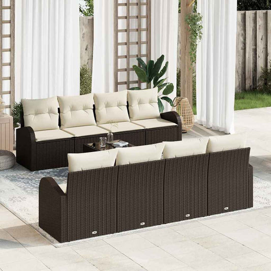 Garten-Sofa-Set mit Kissen 9 pcs Braun, Creme 55 x 55 x 37 cm
