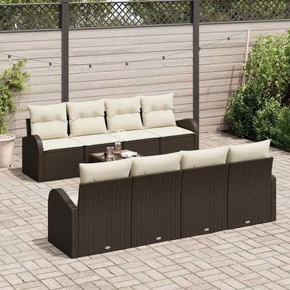 Garten-Sofa-Set mit Kissen 9 pcs Braun, Creme 55 x 55 x 37 cm
