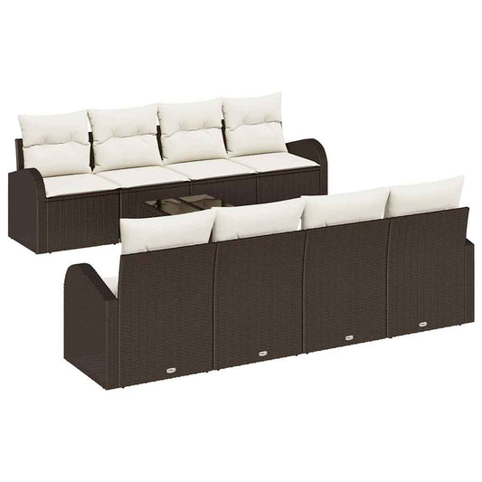 Garten-Sofa-Set mit Kissen 9 pcs Braun, Creme 55 x 55 x 37 cm