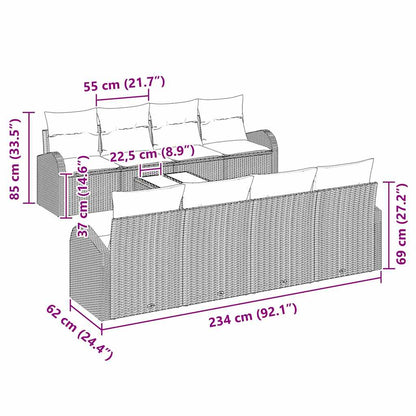 Garten-Sofa-Set mit Kissen 9 pcs Braun, Creme 55 x 55 x 37 cm