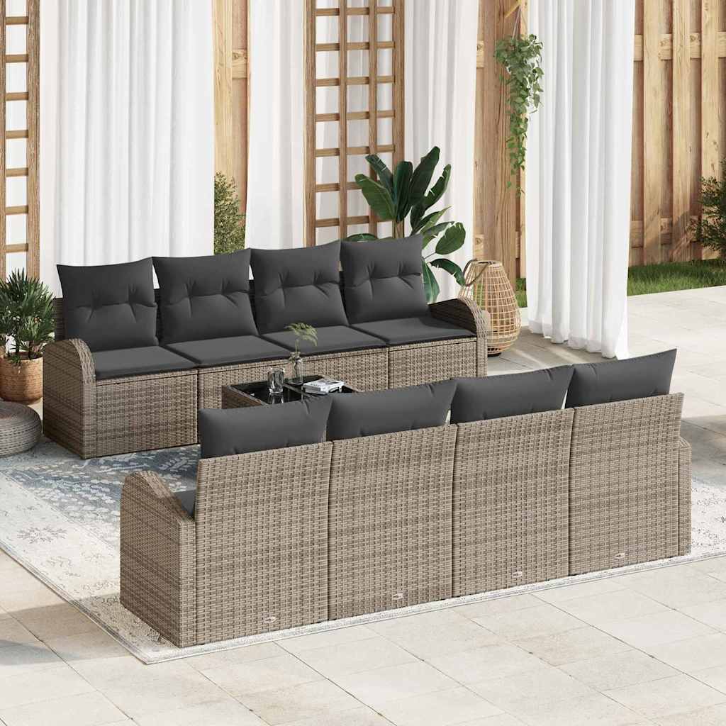 Garten-Sofa-Set mit Kissen 9 pcs Grau 55 x 55 x 37 cm