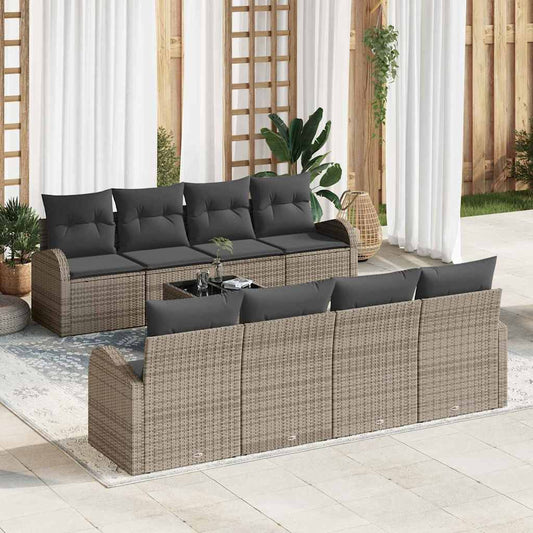 Garten-Sofa-Set mit Kissen 9 pcs Grau 55 x 55 x 37 cm