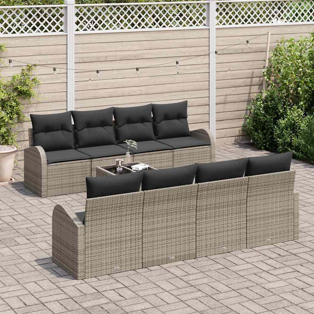 Garten-Sofa-Set mit Kissen 9 pcs Grau 55 x 55 x 37 cm