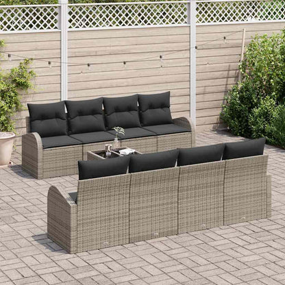 Garten-Sofa-Set mit Kissen 9 pcs Grau 55 x 55 x 37 cm
