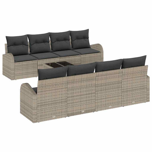 Garten-Sofa-Set mit Kissen 9 pcs Grau 55 x 55 x 37 cm