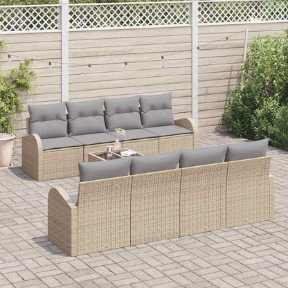 Garten-Sofa-Set mit Kissen 9 pcs Beige, Grau 55 x 55 x 37 cm