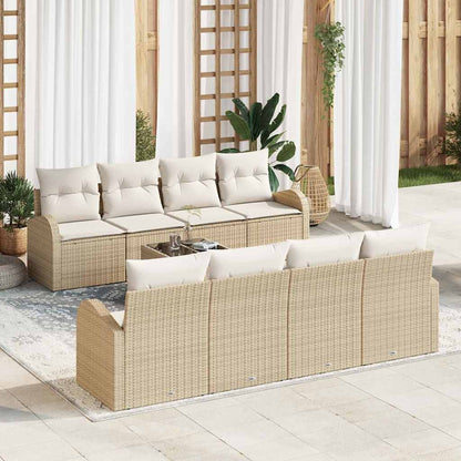 Garten-Sofa-Set mit Kissen 9 pcs Beige, Creme 55 x 55 x 37 cm