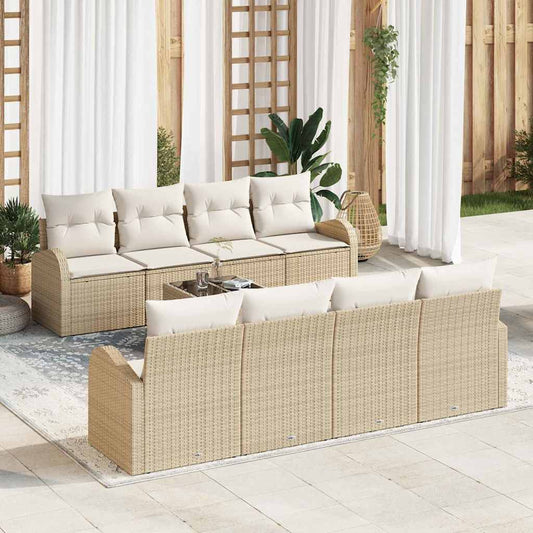 Garten-Sofa-Set mit Kissen 9 pcs Beige, Creme 55 x 55 x 37 cm