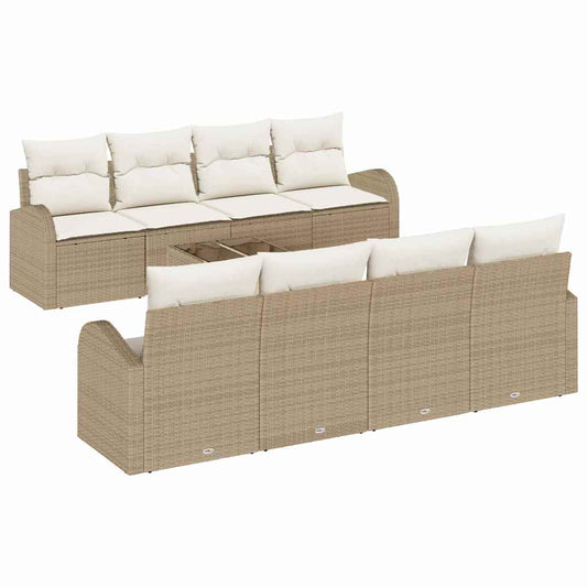 Garten-Sofa-Set mit Kissen 9 pcs Beige, Creme 55 x 55 x 37 cm
