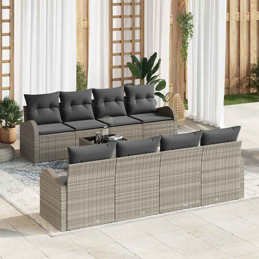 Garten-Sofa-Set 9 pcs Hellgrau, Dunkelgrau 55 x 55 x 37 cm