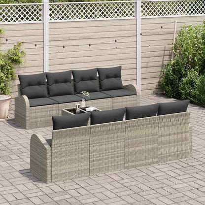 Garten-Sofa-Set 9 pcs Hellgrau, Dunkelgrau 55 x 55 x 37 cm