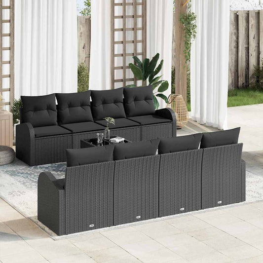 Garten-Sofa-Set mit Kissen 9 pcs Schwarz 55 x 55 x 37 cm