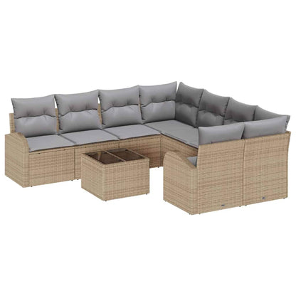 Garten-Sofa-Set mit Kissen 9 pcs Beige, Grau 55 x 55 x 37 cm