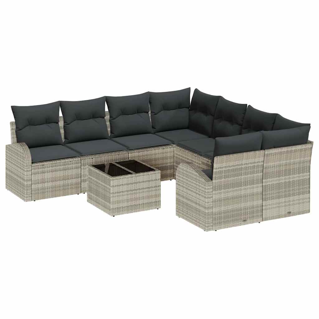 Garten-Sofa-Set 9 pcs Hellgrau, Dunkelgrau 55 x 55 x 37 cm