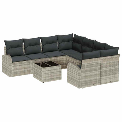Garten-Sofa-Set 9 pcs Hellgrau, Dunkelgrau 55 x 55 x 37 cm