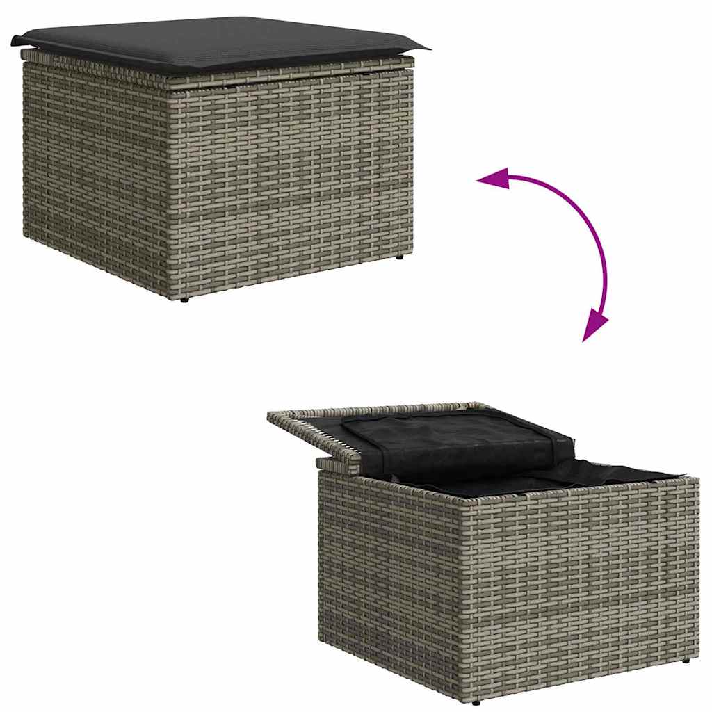 Garten-Sofa-Set mit Kissen 4 pcs Grau Poly Rattan