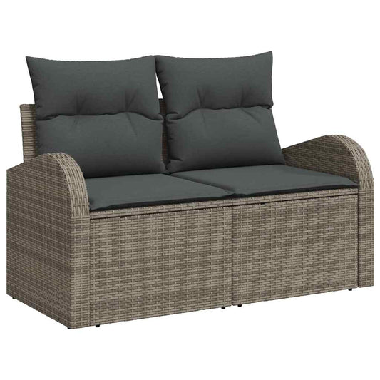 Garten-Sofa-Set mit Kissen 6 pcs Grau Poly Rattan