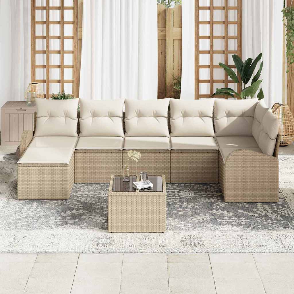 Garten-Sofa-Set 8 pcs Beige Poly Rattan