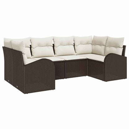 Garten-Sofa-Set mit Kissen mit Speicher 6 pcs Braun Poly Rattan