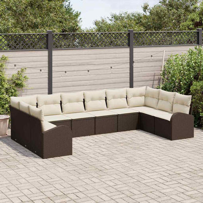 Garten-Sofa-Set mit Kissen mit Speicher 10 pcs Braun, Creme