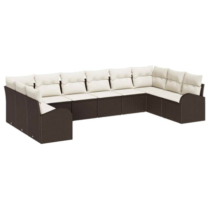 Garten-Sofa-Set mit Kissen mit Speicher 10 pcs Braun, Creme