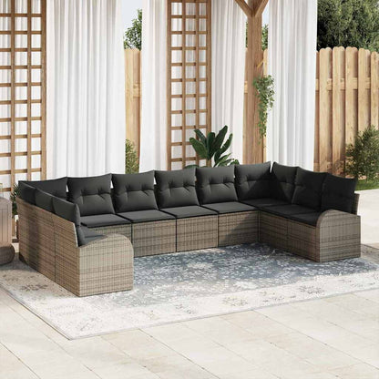 Garten-Sofa-Set mit Kissen mit Speicher 10 pcs Grau