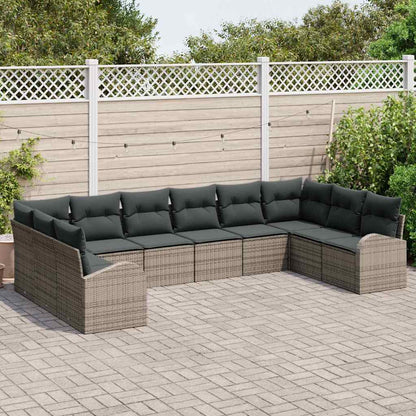 Garten-Sofa-Set mit Kissen mit Speicher 10 pcs Grau