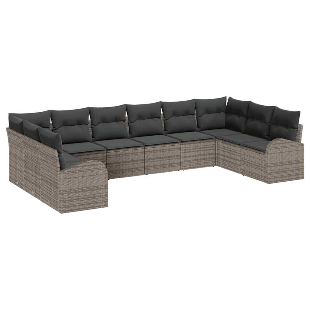 Garten-Sofa-Set mit Kissen mit Speicher 10 pcs Grau