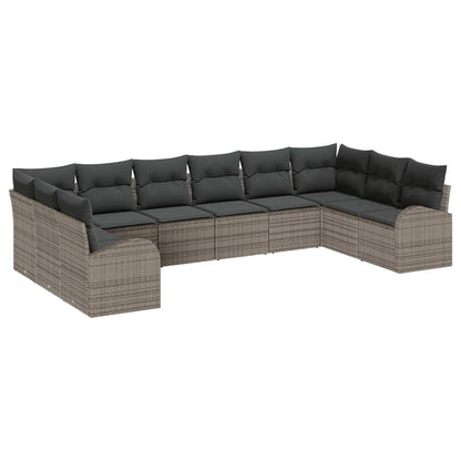 Garten-Sofa-Set mit Kissen mit Speicher 10 pcs Grau