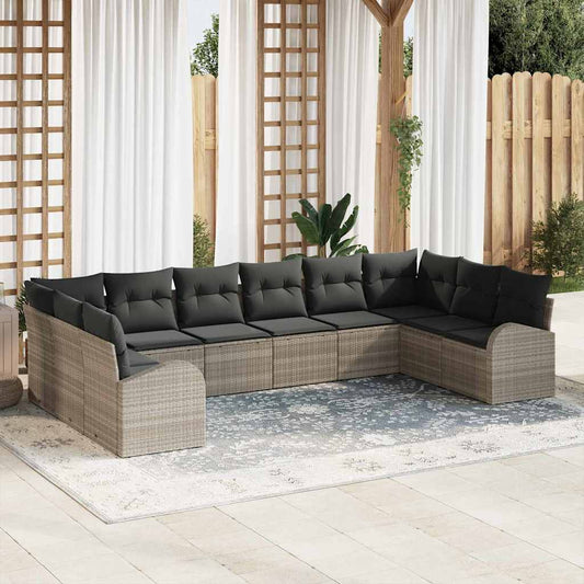 Garten-Sofa-Set mit Kissen mit Speicher 10 pcs Hellgrau