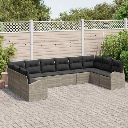 Garten-Sofa-Set mit Kissen mit Speicher 10 pcs Hellgrau