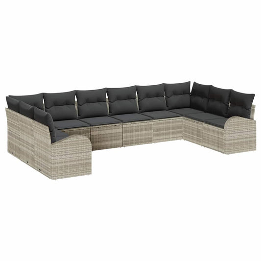 Garten-Sofa-Set mit Kissen mit Speicher 10 pcs Hellgrau