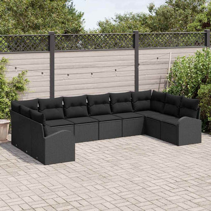 Garten-Sofa-Set mit Kissen mit Speicher 10 pcs Schwarz