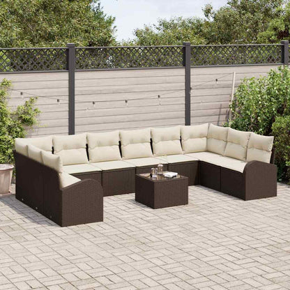 Garten-Sofa-Set mit Kissen mit Speicher 11 pcs Braun, Creme
