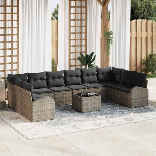 Garten-Sofa-Set mit Kissen mit Speicher 11 pcs Hellgrau