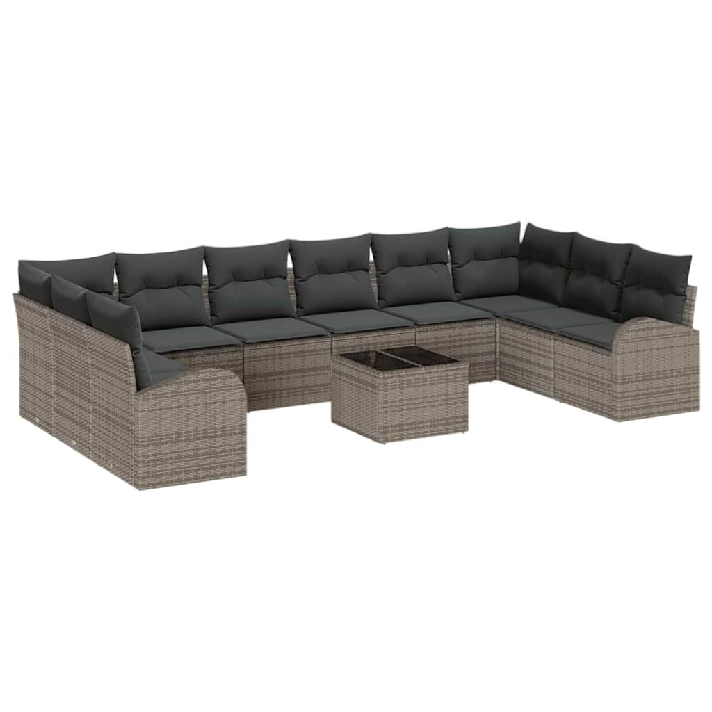 Garten-Sofa-Set mit Kissen mit Speicher 11 pcs Hellgrau